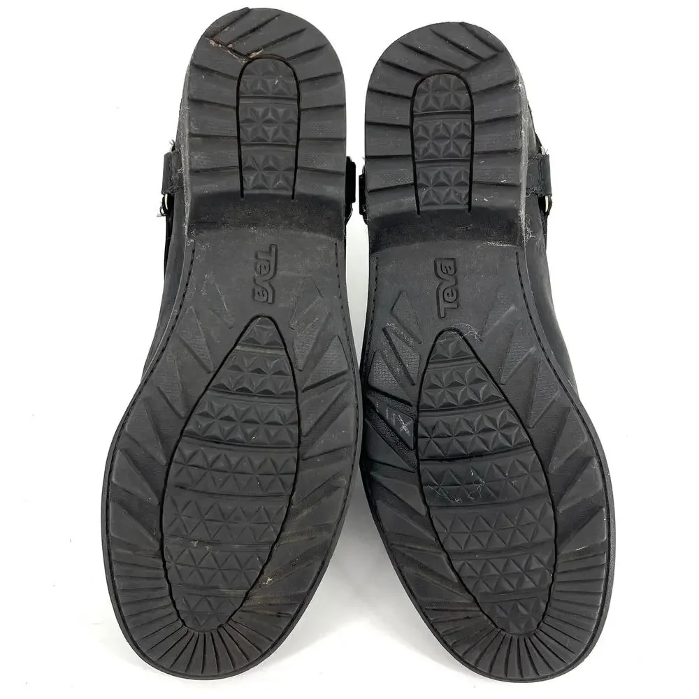 Teva Ellery‎ Women's black leather waterproof harness ankle boots (8.5)